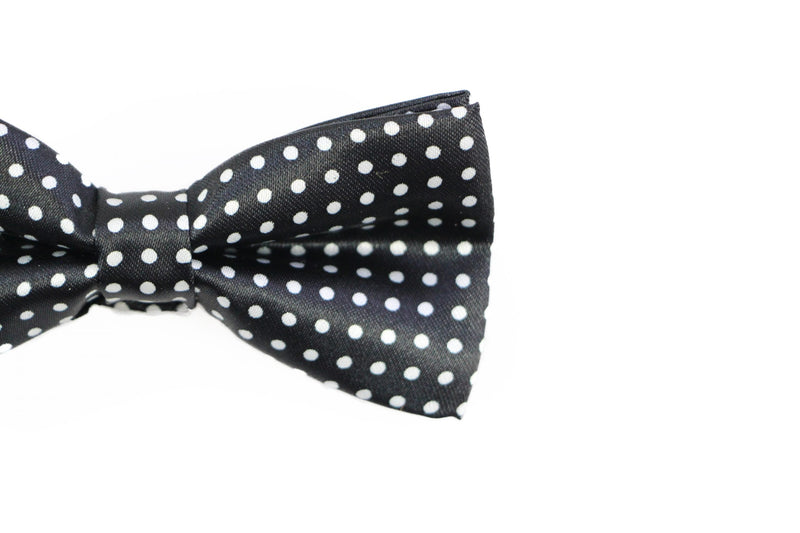 Boys Black With White Small Polka Dots Patterned Bow Tie - Zasel Home of Big Brands