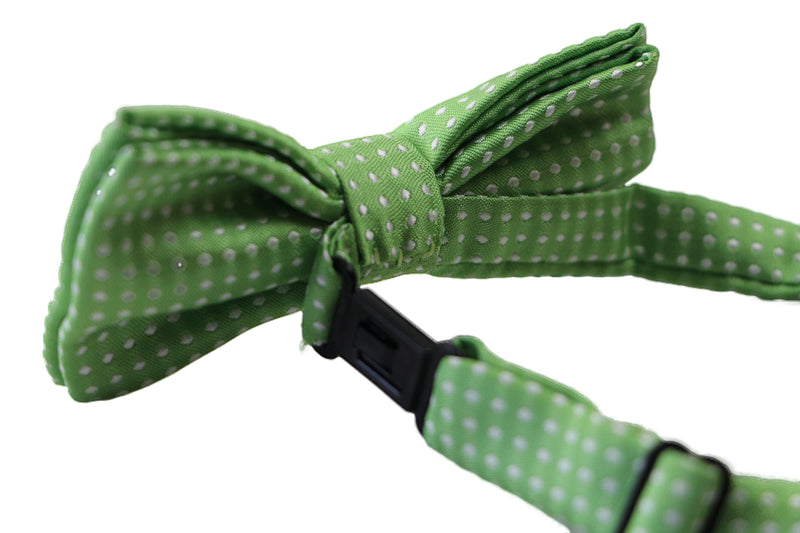 Boys Light Green Bow Tie With White Polka Dots