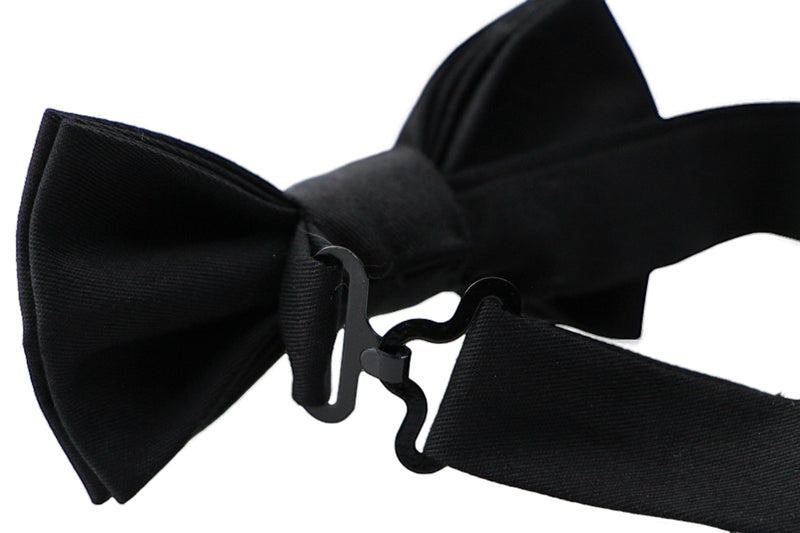 Boys Toddlers Quality Black Plain Cotton Bow Tie