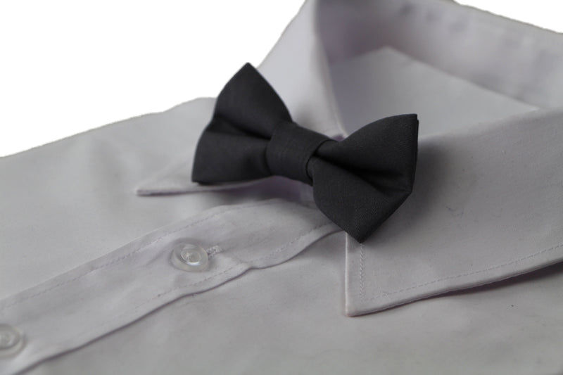 Boys Toddlers Quality Dark Grey Plain Cotton Bow Tie