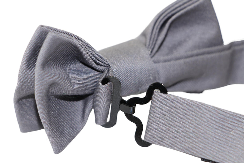 Boys Toddlers Quality Dark Grey Plain Cotton Bow Tie