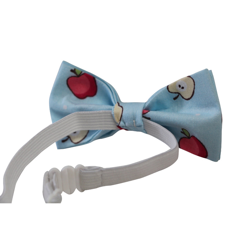 Boys Light Blue Red Apple Fruit Patterned Bow Tie