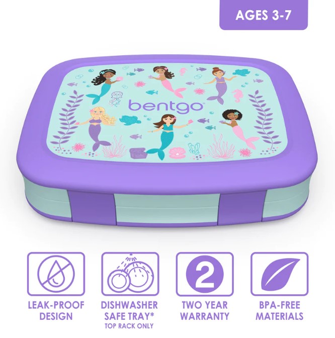 Bentgo Kids Prints Lunch Box Container Storage Mermaids In The Sea
