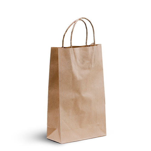 150 X Brown Twisted Handle Kraft Paper Bags Size Baby