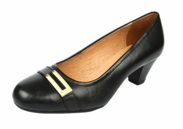 Ladies Womens Clarks Fearne Shine Wide Black Comfortable Heels Work Casual Shoes
