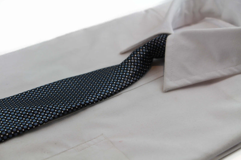 Kids Boys Black & Dark Grey Patterned Elastic Neck Tie - Checkered And Squares