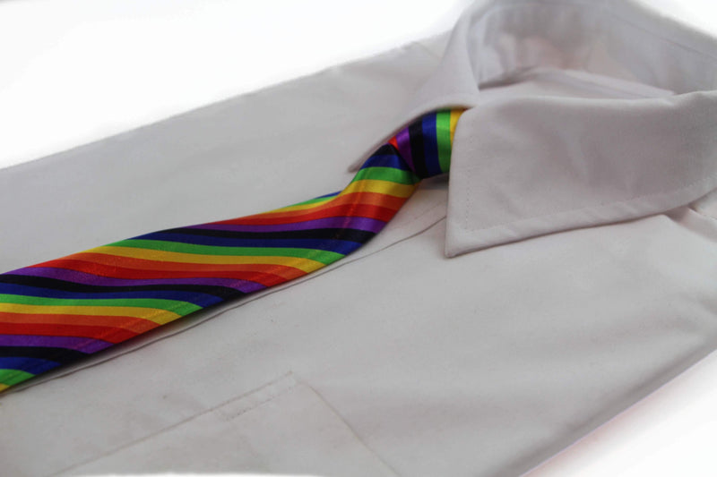 Kids Boys Multicoloured Patterned Elastic Neck Tie - Multicoloured Stripe
