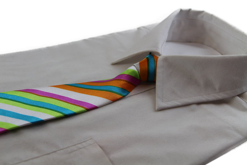 Kids Boys Multicoloured Diagonal Patterned Elastic Neck Tie