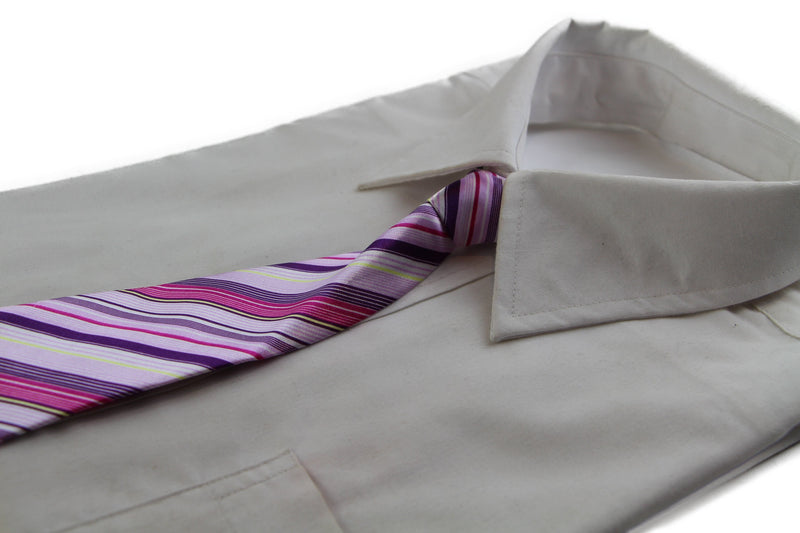 Kids Boys Diagonal Patterned Elastic Neck Tie - Shades Of Pink
