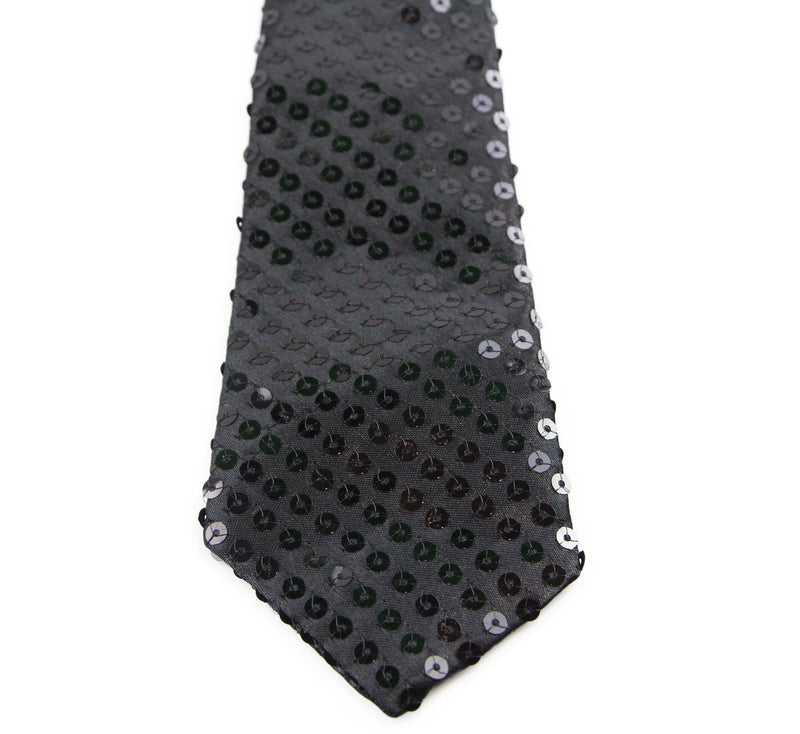 Teen Boys Kids Black Sequin Elastic Neck Tie