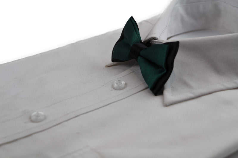 Boys Bottle Green Two Tone Layer Bow Tie - Zasel Home of Big Brands