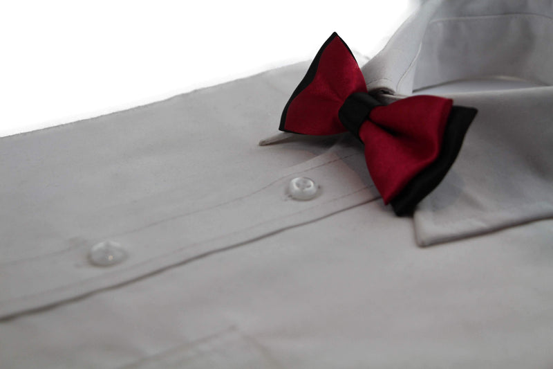 Boys Dark Red Two Tone Layer Bow Tie - Zasel Home of Big Brands