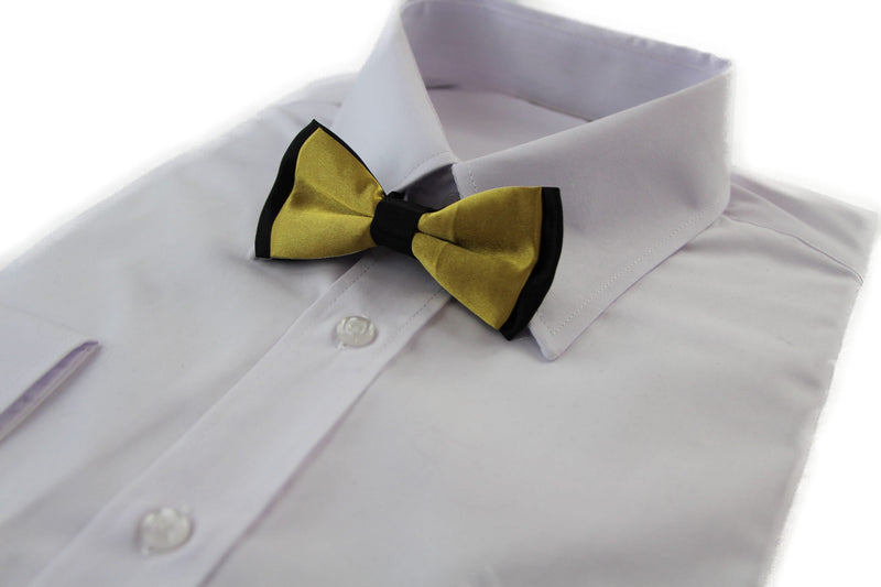 Boys Mustard Gold Two Tone Layer Bow Tie - Zasel Home of Big Brands