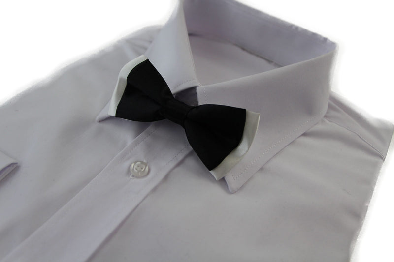 Boys Black On White Two Tone Layer Bow Tie - Zasel Home of Big Brands