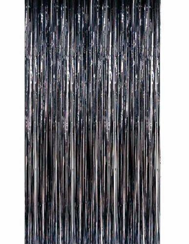 3m Metallic Tinsel Door Curtain Backdrop Foil Kids Party Shiny Black