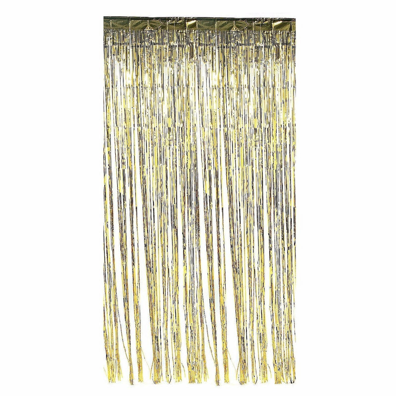 3m Metallic Tinsel Door Curtain Backdrop Foil Kids Party Shiny Gold