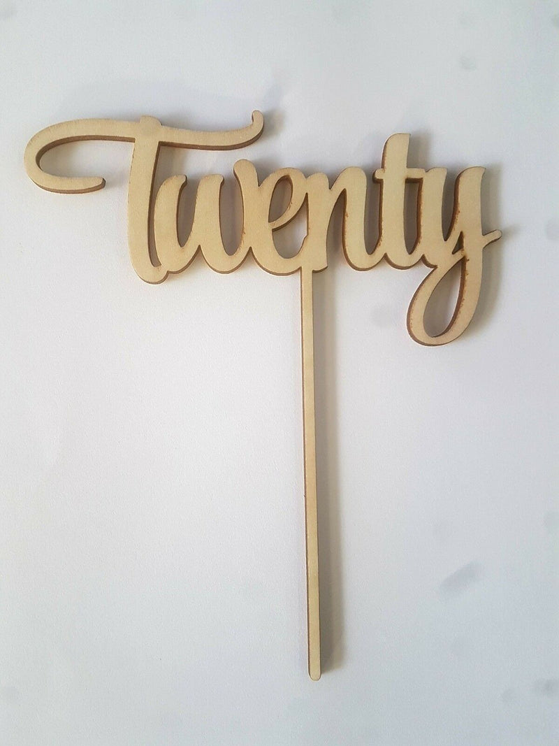 Wooden Cake Topper Twenty - 20