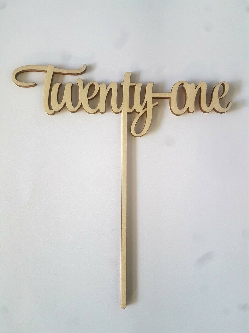 Wooden Cake Topper Twenty-One - 21