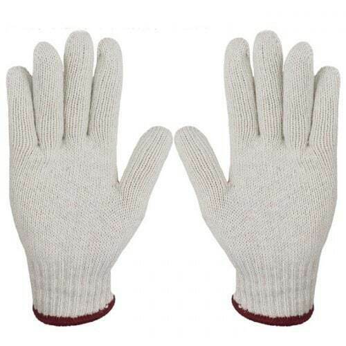 12 Pairs / 24 Pcs White Maroon Yarn Gloves Multi Purpose Non Slip Durable Garden