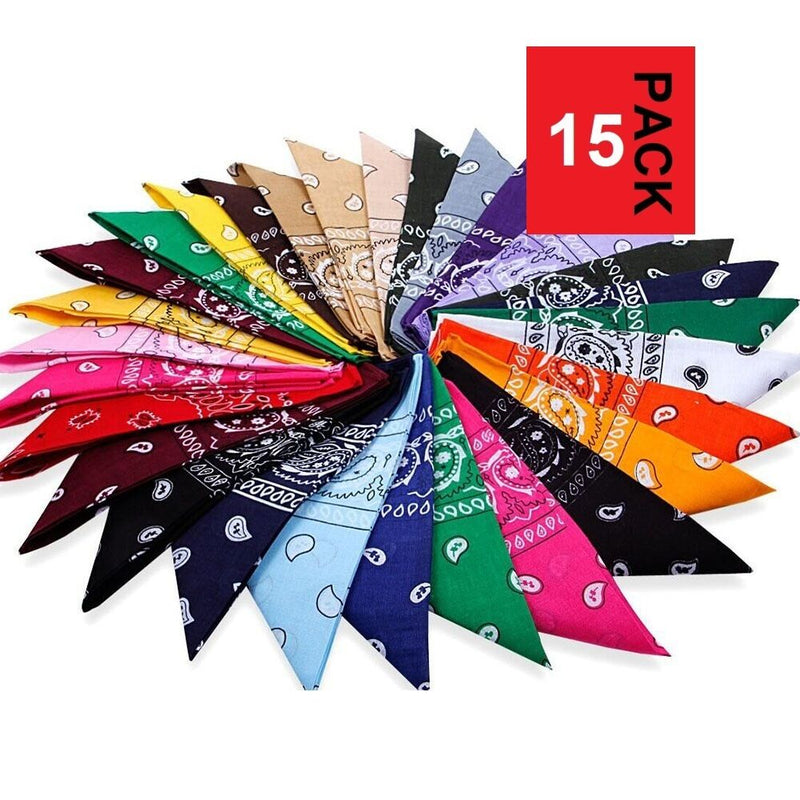 15 X Paisley Bandana Cotton Head Wrap Neck Scarf Assorted Colours