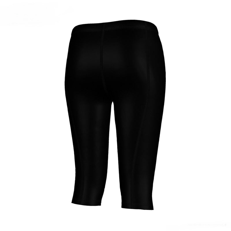 Ladies Womens Black 3/4 Compression Gym Pants Running Skins Leggings