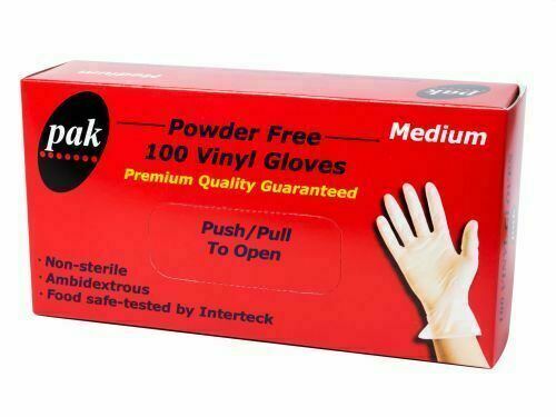 200Pcs Premium Vinyl Disposable Gloves Clear Powdered Powder Free Medium/Large