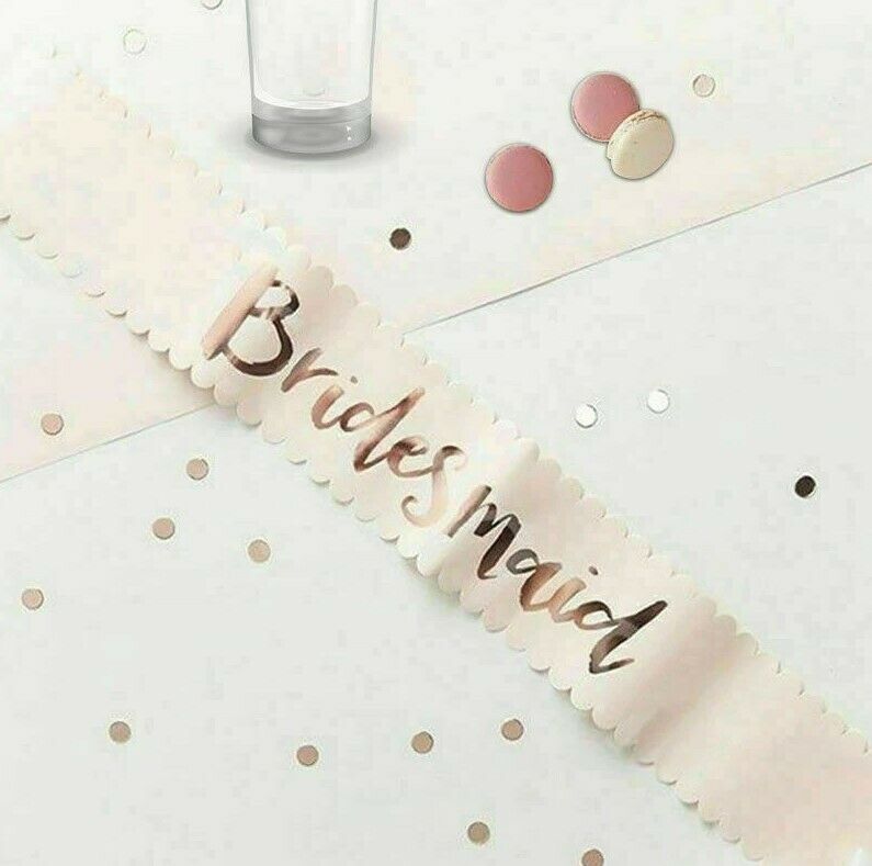 Rose Gold Hens Sash Sashes Bride Bridesmaid Maid Of Honour The Groom Mother