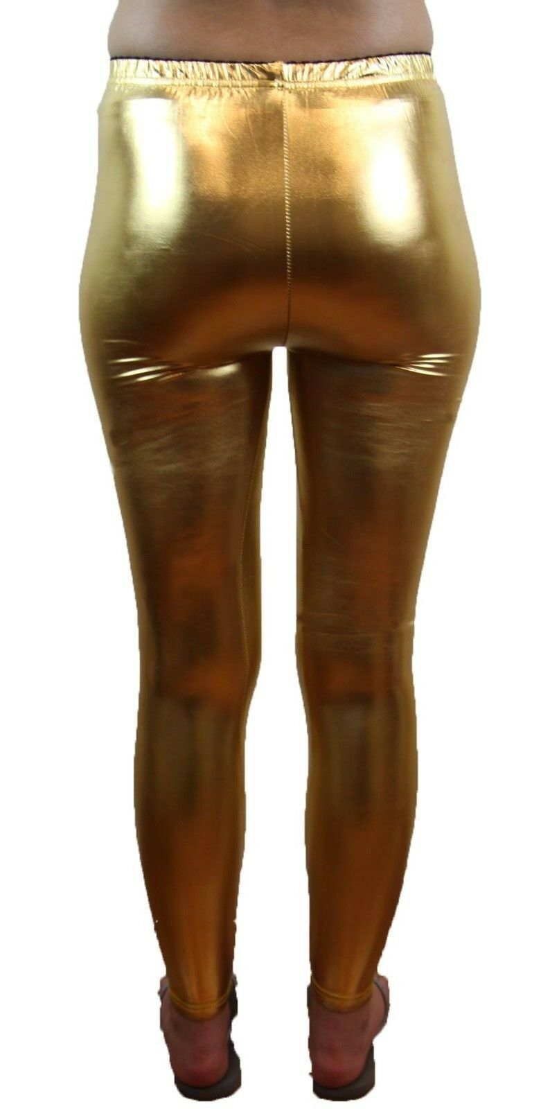 Shiny Metallic Leggings Womens Pants Ladies Gold