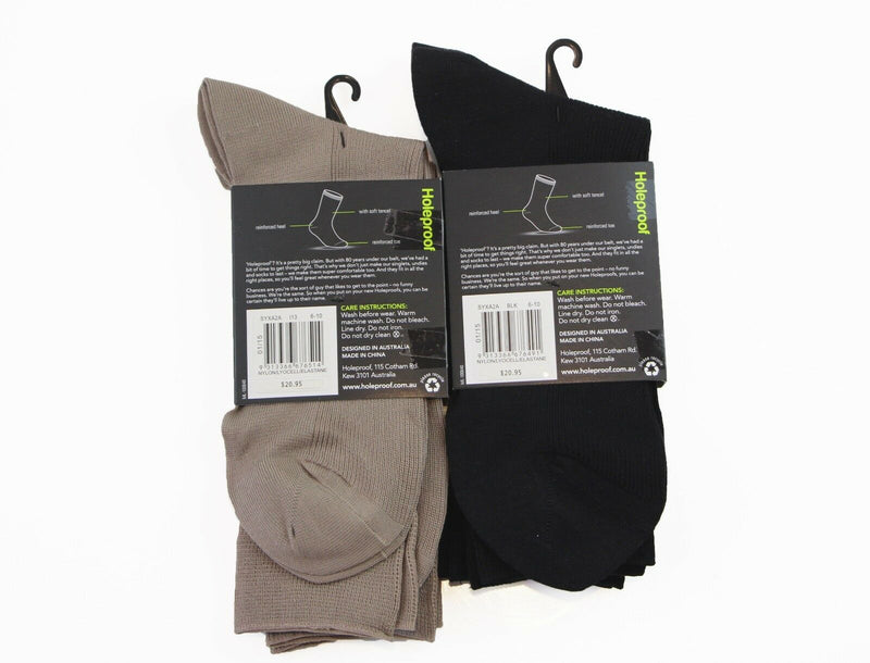 Mens Holeproof 2 Pairs X Black Taupe Burley Business Tencel Everyday Socks