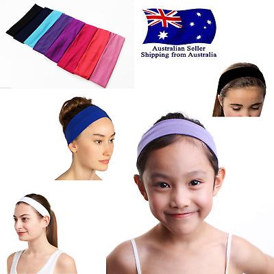 Headband - Womens Kids Elastic Girls Cotton Black White Pink Red Purple Stretchy