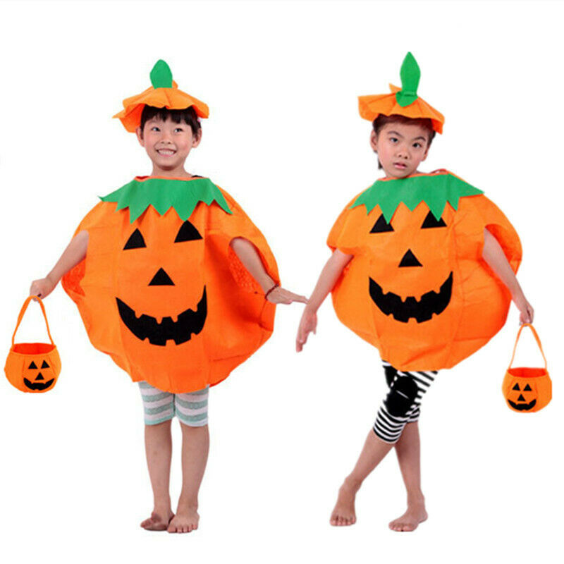 Halloween Pumpkin Costume Kids Dress Up Orange Vegetable Party Scary Baby