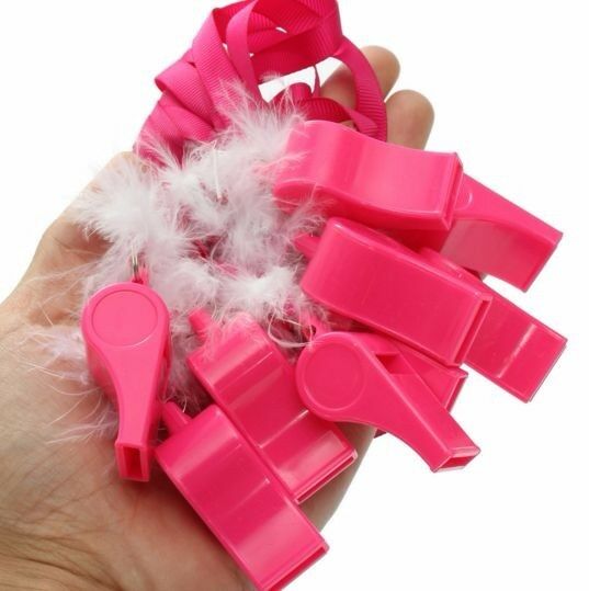 10 Pack Whistles Whistle Hot Pink Sports Cheerleader Hens Night Pink Games Party