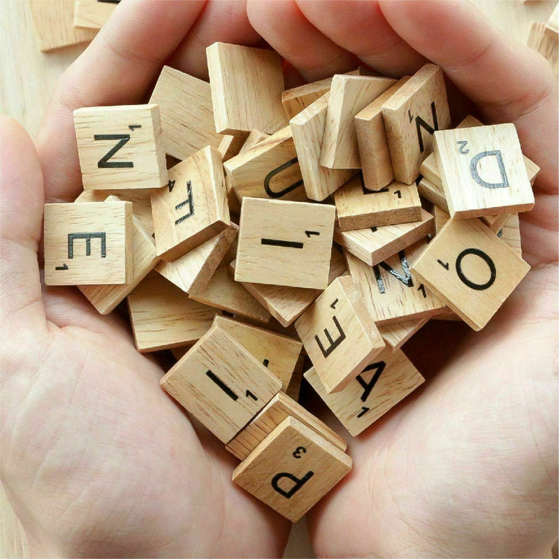 100Pcs Scrabble Letters - Wooden Tiles Art Game Alphabet Learning Words Craft