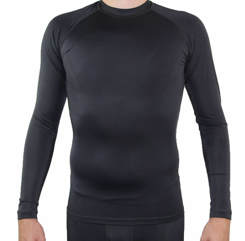 Mens Black Compression Long Sleeve Top Gym Running Sport Mens Muscle Tee