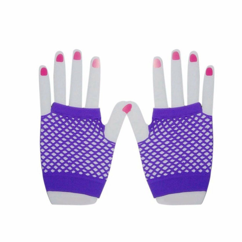 Fishnet Gloves Fingerless Womens Costume Party 70S 80S Fluro Neon Party Dance