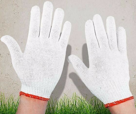 72 Pairs /144Pcs White Red Work Poly/Cotton General Purpose Elastic Yarn Gloves