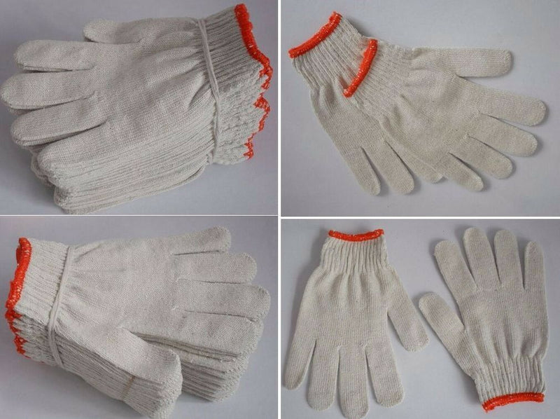 72 Pairs /144Pcs White Red Work Poly/Cotton General Purpose Elastic Yarn Gloves