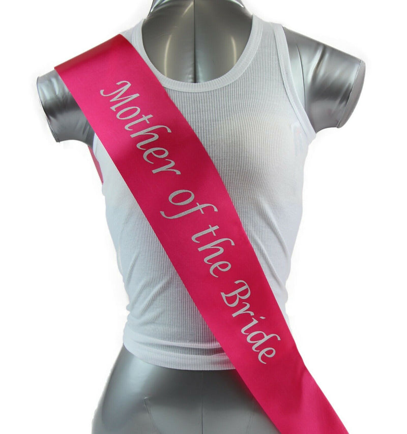 Hens Night Party Bridal Sash Hot Pink/Silver - Mother Of The Bride