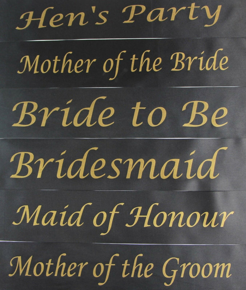 Hens Night Party Bridal Sash Bride Bridesmaid Maid Of Honour Groom Mother Sashes