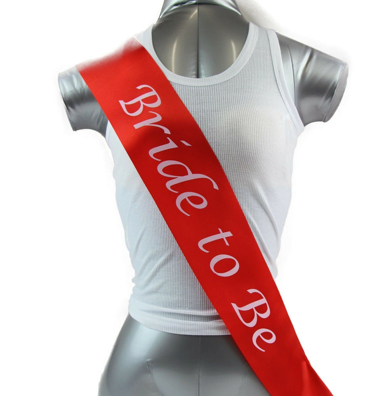 Hens Night Party Bridal Sash Red/White - Bride To Be