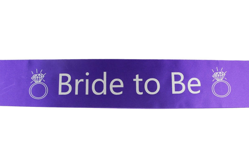Bridal Hens Night Sash Party Purple/Silver - Bride To Be