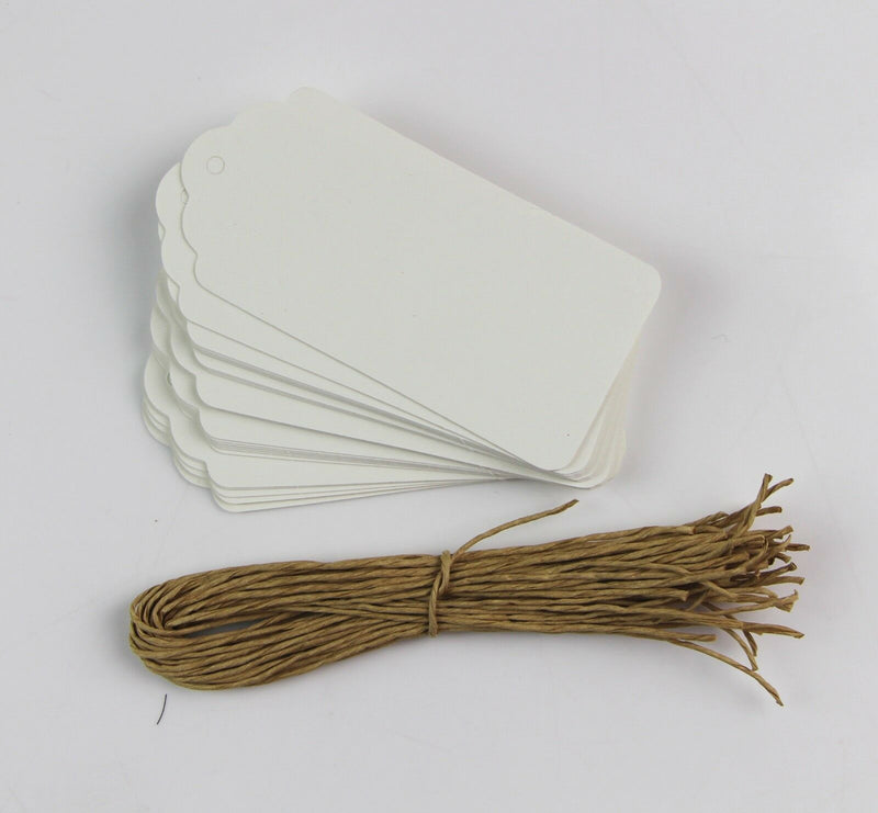 25 White Brown Twine String Kraft Wedding Bonbonniere Party Gift Paper Tag Tags