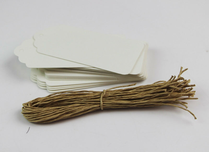 25 White Brown Twine String Kraft Wedding Bonbonniere Party Gift Paper Tag Tags