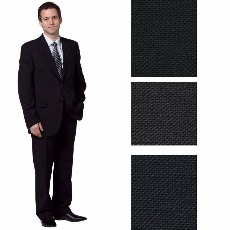 New Mens Wool Blend Stretch Long Business Casual Suit Black Charcoal Navy Pants