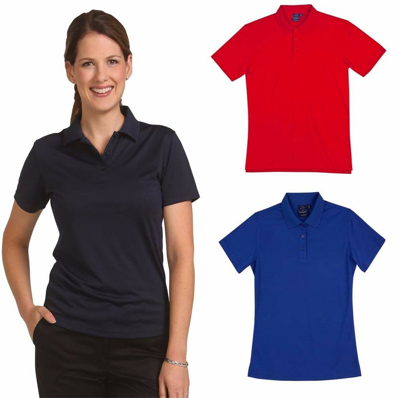 New Ladies Womens Cooldry Textured Polo Work Work Short Sleeve Tshirt Top