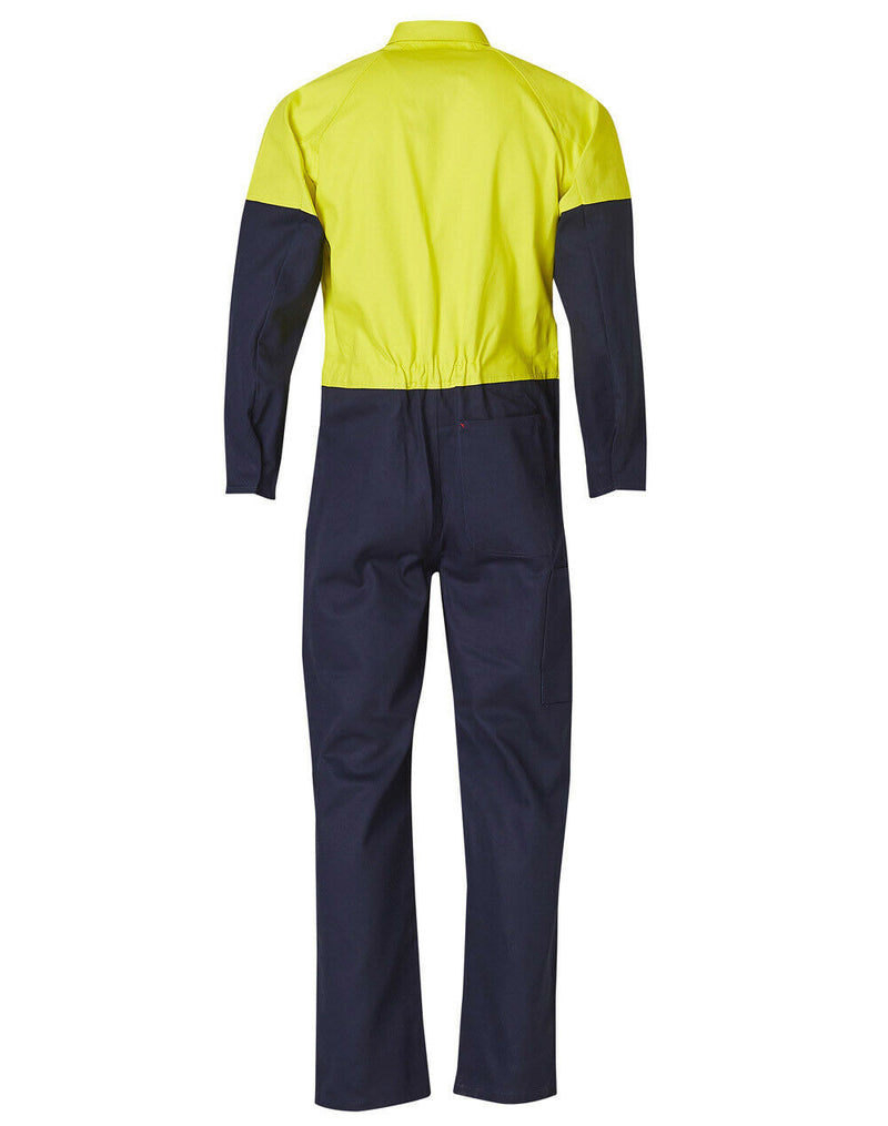 Mens Two Tone Coverall Regular Work Overalls Yellow Navy