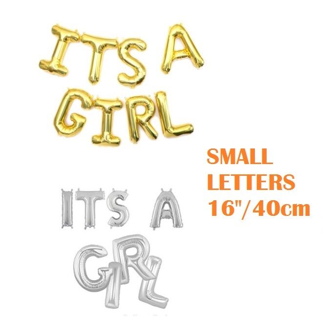 Its A Girl Foil Balloons Baby Shower Decorations Party Gold Silver Small 16''