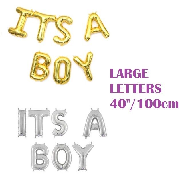 Its A Boy Foil Balloons Baby Shower Party Decorations Gold Silver Large 40''