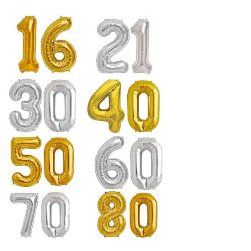 Milestone Birthday Foil Helium Party Deco Gold Silver 18 21 30 40 50 Large 40''