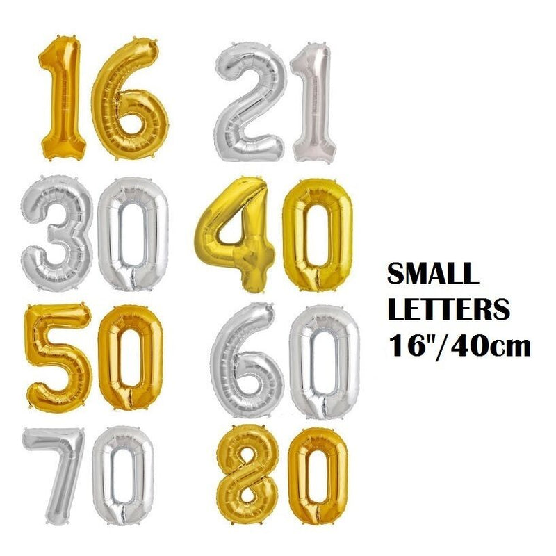 Milestone Birthday Foil Helium Party Deco Gold Silver 18 21 30 40 50 60 Small